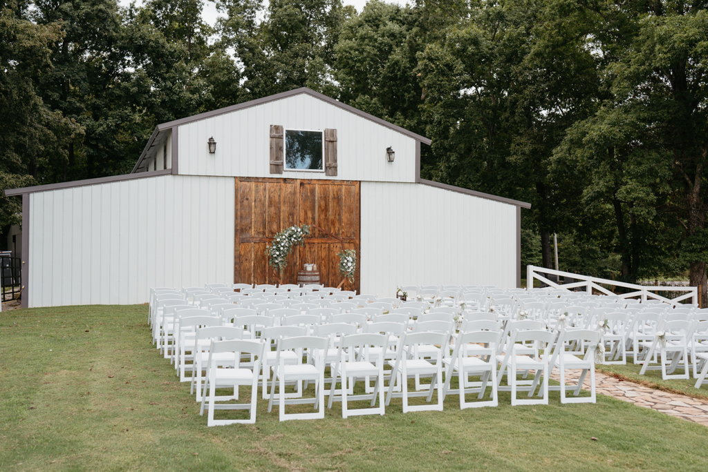 Barn wedding reception setup