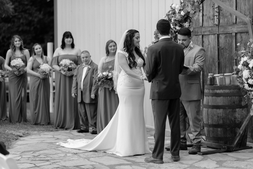 Bride standing at altar with groom